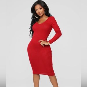 Midi Dress, red, Size L